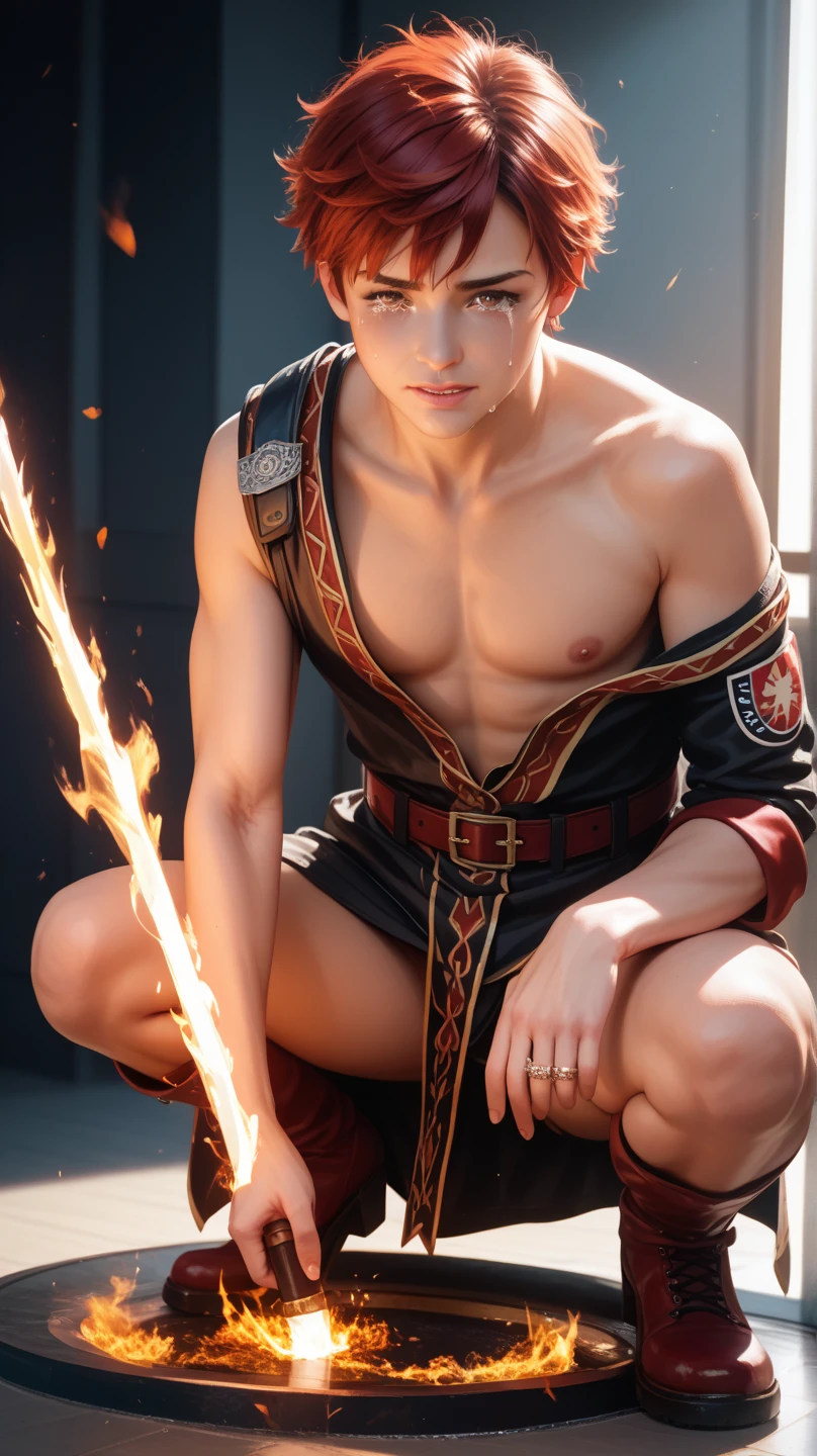 a close up of a man with a shirt on and no shirt on, skinny male mage, mobile game background, youtube thumbnail, magestic, pale ivory skin, epic splash cover art, vale, youtube video screenshot, pagan, apollo, 9gag, made in 2019, using magic, story art, yotobi