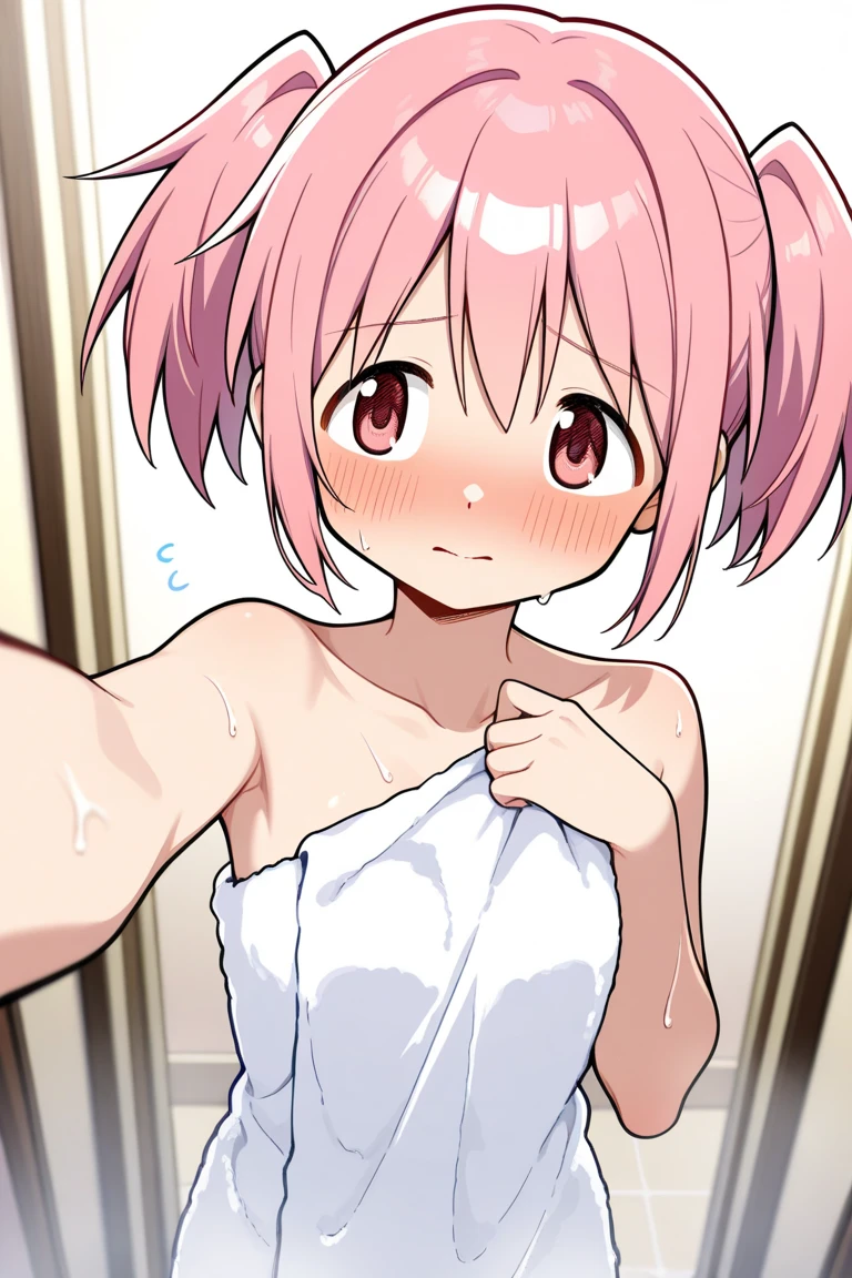Highest quality,masterpiece,Seeing my childhood friend naked for the first time in 10 years,pubic hair,Nipples,clear,Bathroom,18-year-old