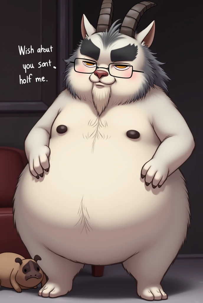 shirou_ogami, shirou_BNA, 4k, high resolution, best quality, posted on e621, solo, anthro body, male, adult, strong jawline, annoyed expression, angry expression, furrowed brow, masculine, musclegut, fat, big belly, (very overweight:2.0), full body, pants pulled down, bottonwear down, exposed penis, presenting penis, massive penis, 10 inch penis, standing up, bedroom, correct anatomy, snout, long snout, teeth, canine teeth, (night city background), (by taran fiddler, by chunie:1.0), (collar, belt, pants:1.1), (detailed face, detailed eyes:1.5), (cel shaded:1.2), strong shadows, confident, darkness:1.2, dark shadows, standing in shadows, dim