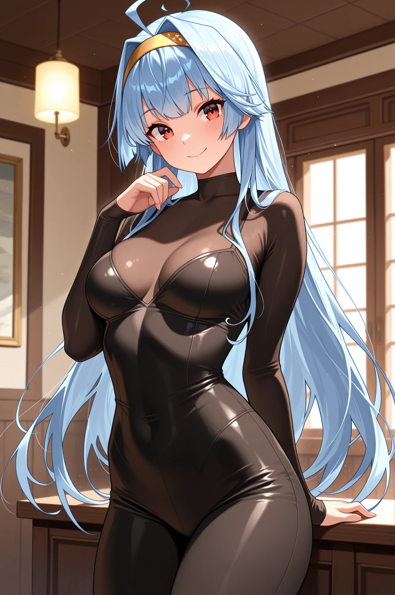 ((Extremely detailed, masterpiece, absurd))
 Coffee Balls, 1 Girl, Long hair, Blue Hair, Red Eyes, Bangs, As a cover model for a fashion magazine, Ferocious posture, Wear bold and edgy clothing