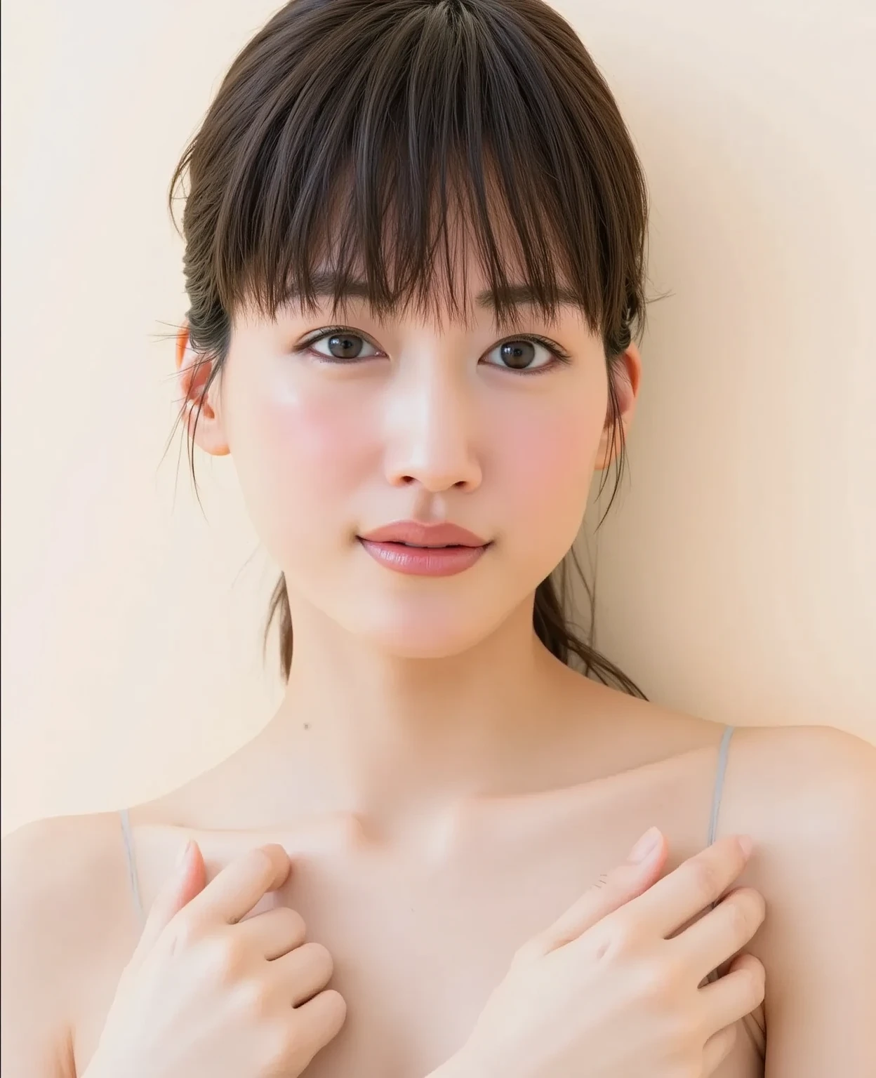 "(Best Quality,8K,hight resolution,masutepiece:1.2),Ultra-detailed,(Realistic,photoRealistic,photo-Realistic:1.37),Soft Focus,18year old,beautifull detailed face,detailed illustration,Renaissance art,Delicate artwork,kitchin,kitchin apron,Teenage girl,((Seductive Bikini))、Gentle milk dripping onto my chest, Vibrant colors,Studio Lighting"