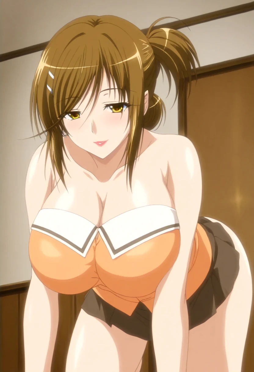 Huge tits, black bra, panties, Busty, thick, best quality, (masterpiece:1.2), highly detailed, street,
1girl,  kotegawa nanaka, looking at viewer, slight smile, open mouth, brown eyes, long hair, indoor, room, bedroom, wardrobe