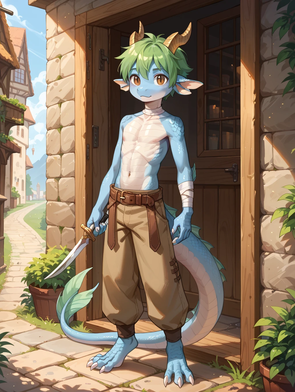 quality\(8k,Extremely detailed CG unit wallpaper, masterpiece,high resolution,top-quality,top-quality real texture skin,Surrealism,提high resolution,RAW photos,Best quality,Very detailed,,Light,Light line tracing,Golden Ratio\),Close-up above the waist,Close-up above the waist,Hip bulge,Hip bulge,Hip bulge,There is a bulge between the thighs,Shota,cute boy,Shaman Boy,Crotch bulge,cute,Light Smooth Skin,cute,Close-up above the waist镜头,Light Shadow,Field background,Wilderness Background,Lizard Boy,Lizard Tail,Lizard Tail,Big Tail,Chubby tail,Lizard Tail,Primitive tribal clothing,Shabby clothing,Exposed skin,Swamp background,Hold a cane,holding a wooden staff,Dark green,wing,小wing,cute