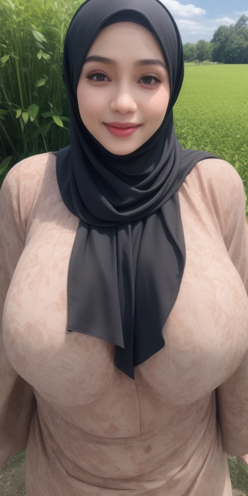 a 20 yo woman with slim body and big breast ,hijab,gray sweater,dark theme clothes, soothing tones, muted colors, high contrast, (natural skin texture, hyperrealism, soft light, sharp), simple background, The fabric traces the shape of the body, big breast (big size breast: 1.4) using full covered clothes , giant tits, big breast, bigger breast than torso, gigantic breast, gigantic , using gray sweater with black hijab, naked chest on sweater