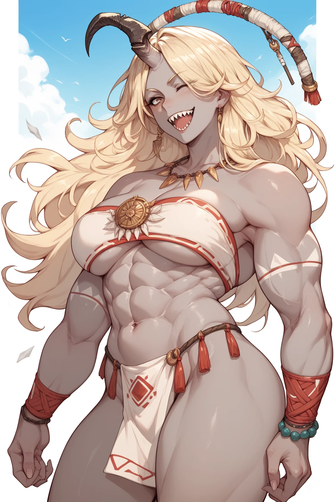 [blaziken], (mayosplash), (wamudraws)], ((masterpiece)), ((HD)), ((solo portrait)), ((front view)), ((furry; anthro)), ((detailed shading)), ((beautiful render art)), ((intricate details)), {anthro; red feathers, red beak, (yellow talon feet), (long white hair), cute teal eyes, (yellow sclera), (half-closed eyes), (medium boobs), (defined muscles), (beautiful feet), cute, shy, wearing full body plate armor, gladiator skirt, gladiator sandals, humanoid feet, holding a spear, nosebleed,bloody nose