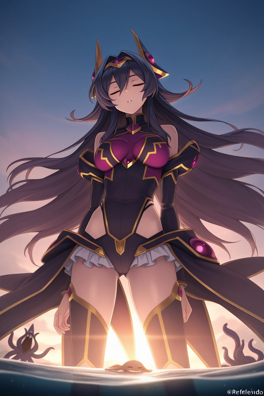 <lora:shixiang-10:0.8>,shixiang,armored dress,cleavage, medium breasts,sword,light smile,best quality