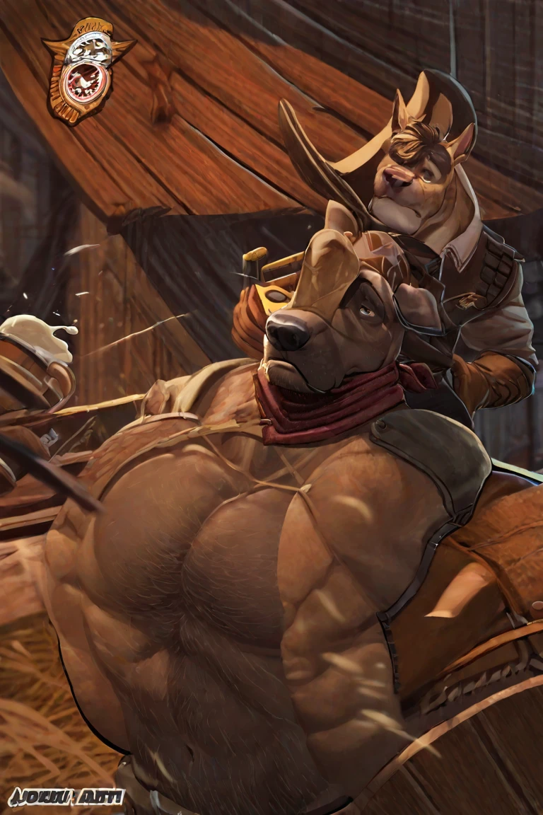 Sexy anthro furry bovine male, gay, ?????, sexy furry ancient desert tribal warior, headband shaggy shag hairs, worn out skimpy armament, low on hips heavy leather belt, old worn skimpy dirty white linen jockstrap, white linen jockstrap with brown stains from old sperm cum, studded skimpy armlets rusty breastplate armor, leather bondages, fingerless leather gloves, smelly unwashed fur, fluffy fur on intimate places, repulsive dangerous agressive sight,  he is fucking with other smae looking furry warrior, his hard dick is inside ass of other warrior, knelling on all fours from behind position, gay sex, cum cumshoot, legs wie open,  orgasm, side view, dark war ancient desert tribal fortrees 