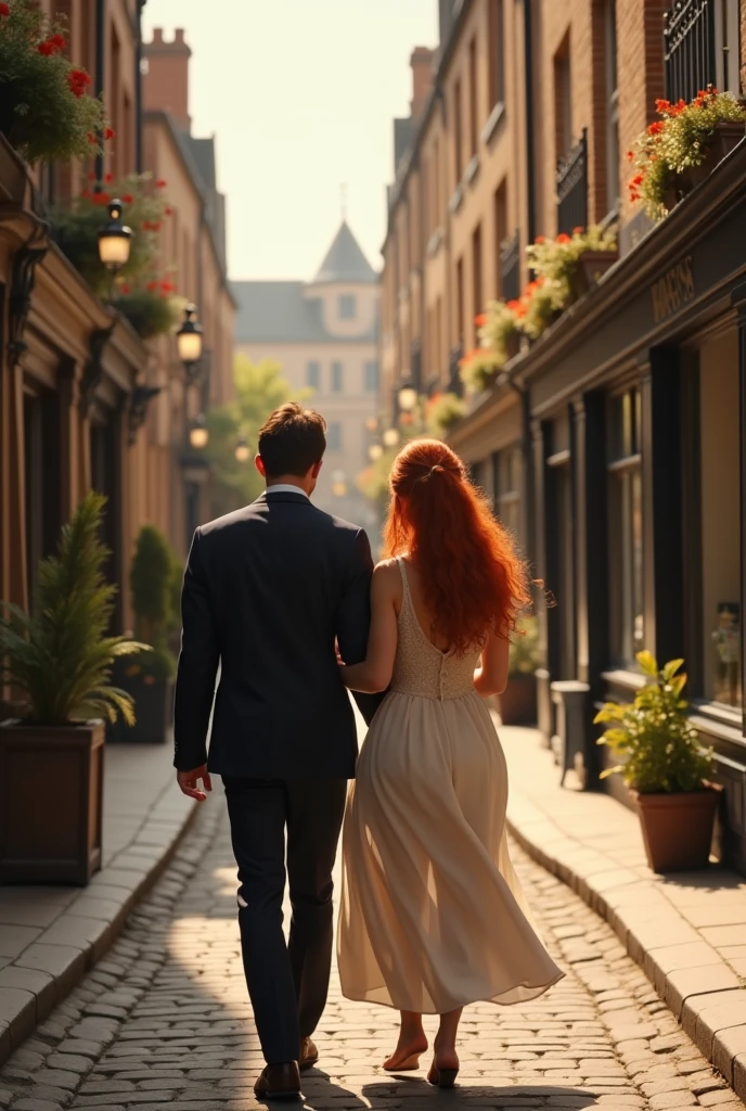 there is a white blonde man and a red-haired White woman next to each other, Na rua, investigando alguma coisa --auto