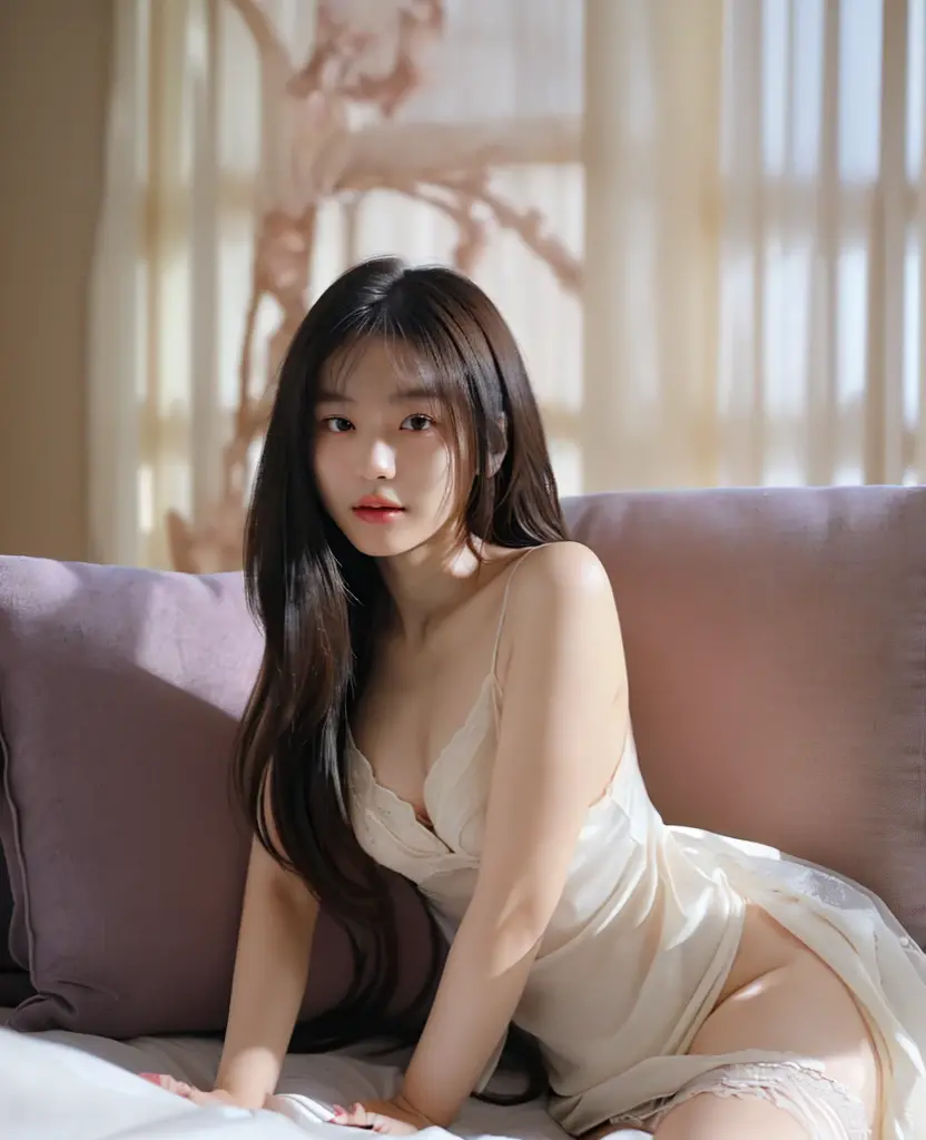 high quality, realistic, 1 Korean woman, Very pretty face, slim and nice body, sexy top, mini skirt, sandals high heels, Luxury Bags, Sitting in front of the mirror in her room and doing makeup, manicure, pedicure, nail art, anklet, apply lipstick while looking in the mirror, Sitting with your legs crossed in a sexy way