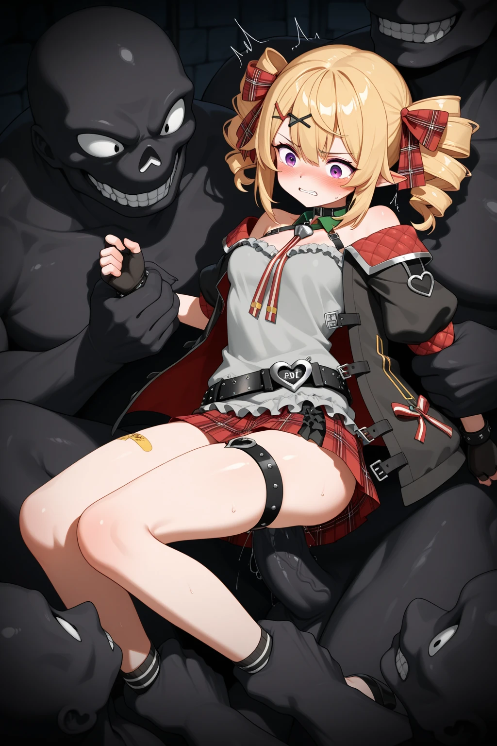Show the whole body,shortness of breath,Arms restrained by chains,Insert into the vagina,Creampie,Brushing the clitoris,Cramp,Tongue out,Drooling,blush,Beastman,Wolf,Long Parka,Sex,Thigh-high boots,Stiletto heels,solo