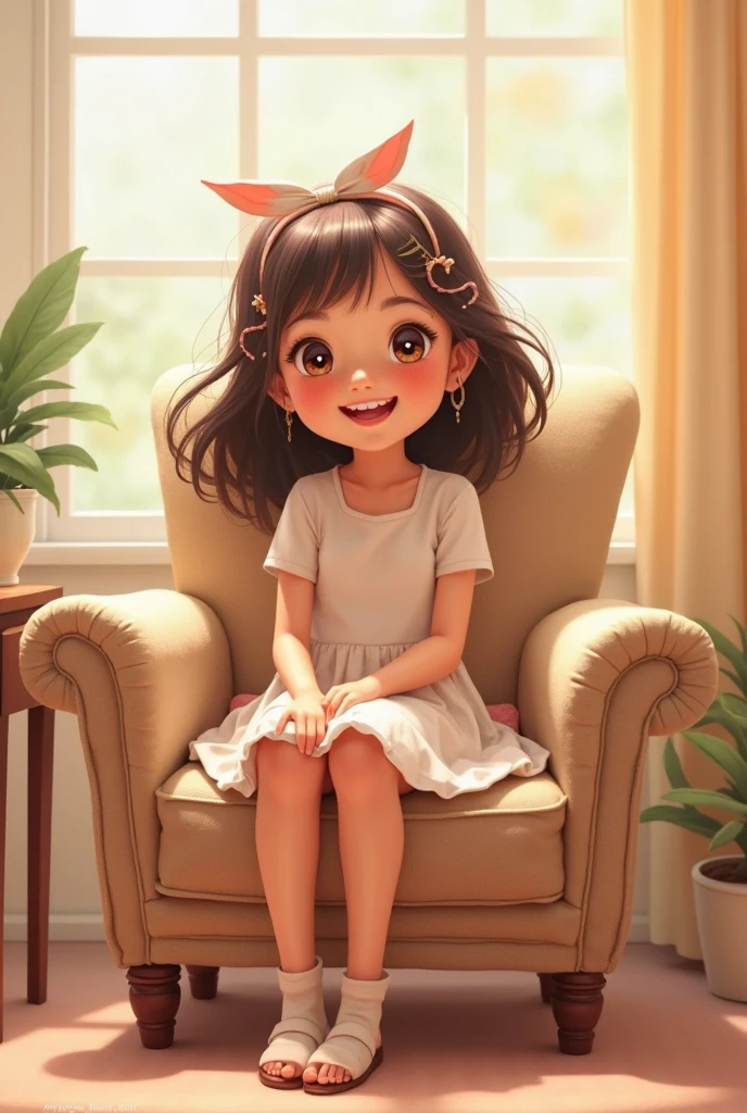 Cute girl dit on chair