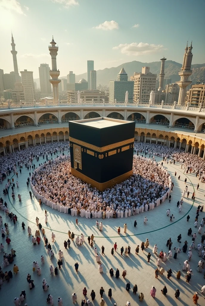 A cute and realistic picture of Mecca the holy place wide angle for YouTube thumbnail 