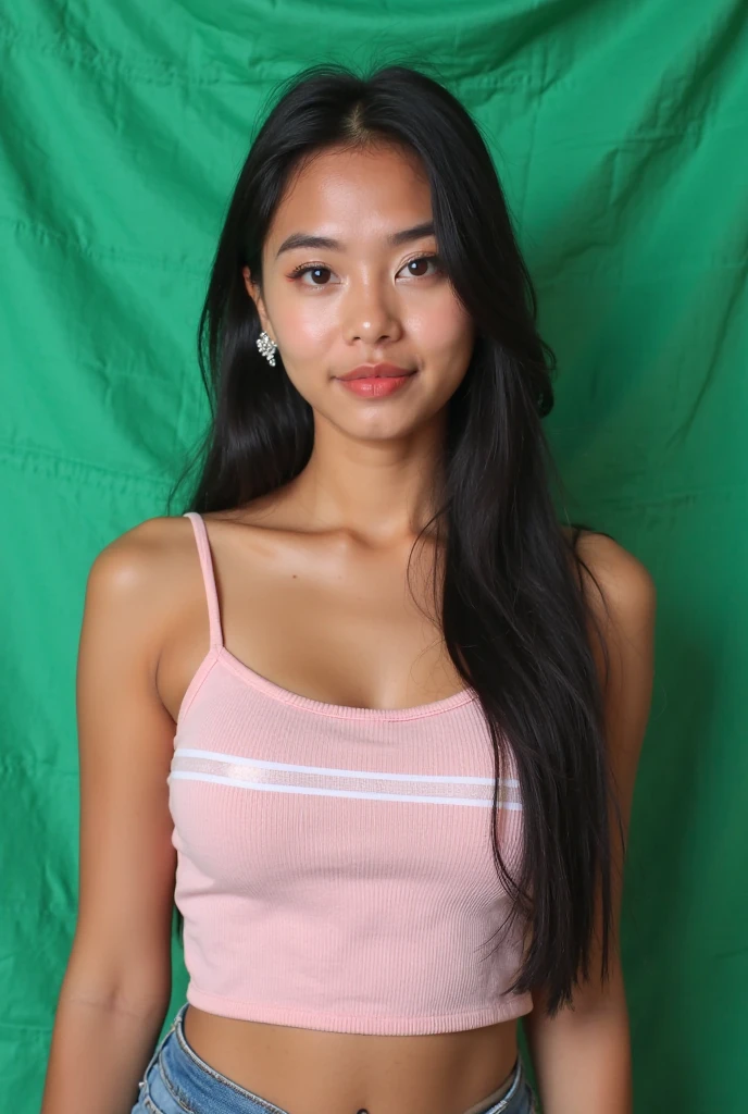 Ultra-high resolution, Superior Quality, highest quality, Very detailed, Realistic, 8k, RAW Photos, highest quality, masterpiece, Attractive girl, Awesome girl, Brown Hair,Wavy Hair、 Shoulder-length layers, Mesh Hair, Japanese Idols, ear piercing、stylish, blouse,smile、Beautiful teeth alignment. green eyes. Contact lens. Chubby cheek.