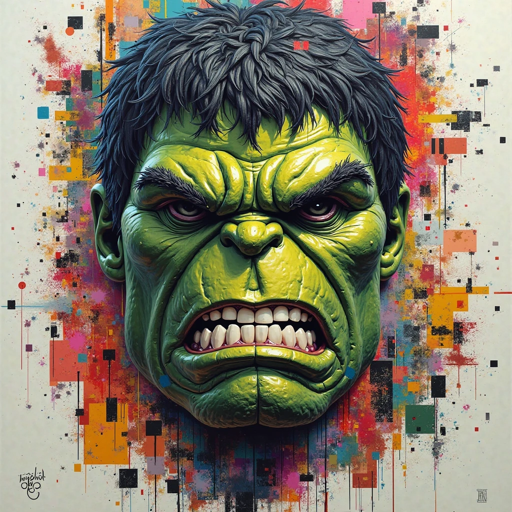 a thick impasto painting of the hulk <lora:impasto:1>