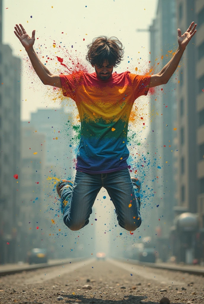 A homosexual dancer, with his abrosexual flag Animated Q wears converse shoes