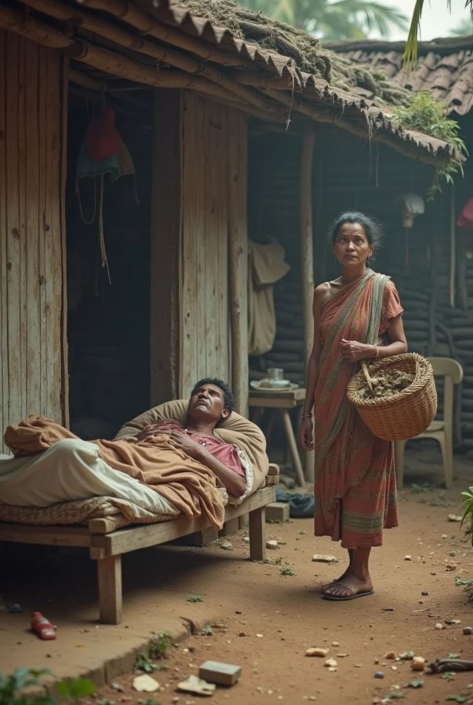 Villagers Watching: Concerned villagers watching as Dr. Sudhir wear apron and stethoscope works on Raju.