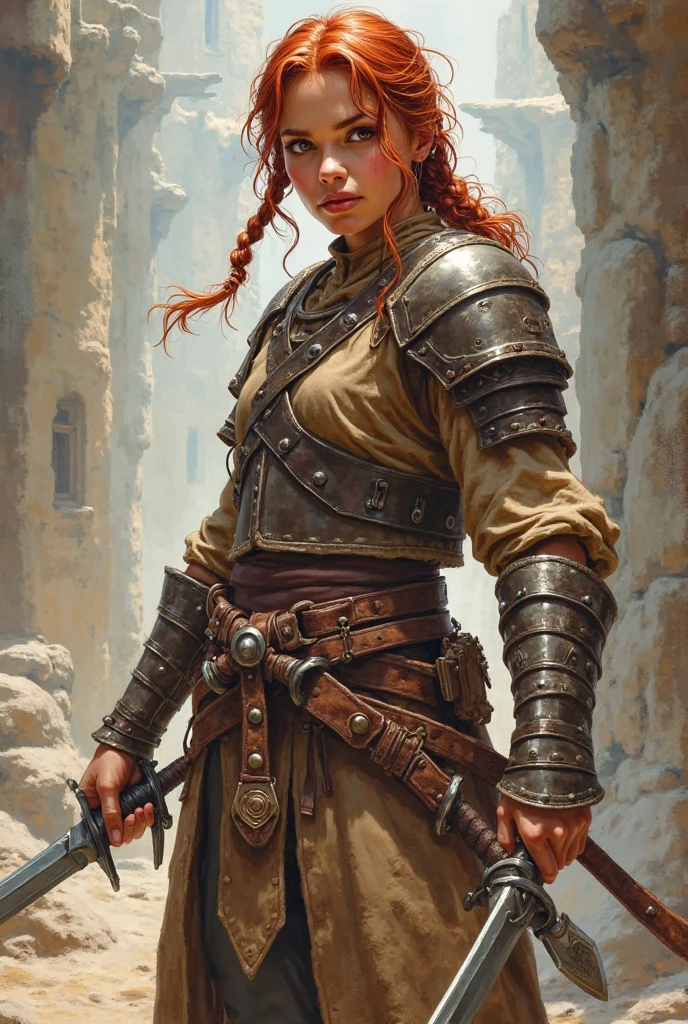 (masterpiece, top quality, best quality, official art, detailed:1.2), <lora:cerys:0.7>, cerysW3, 1girl, solo, long hair, looking away, brown eyes, red hair, blood, headband, blood on face, scar on face, cowboy shot, indoors