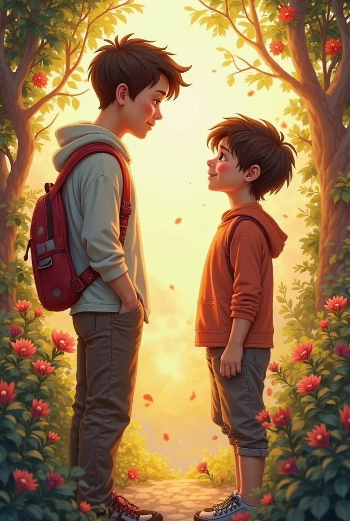 Creat a girl and boy who are friends after sometime boy and girl grow to geather and become mature
