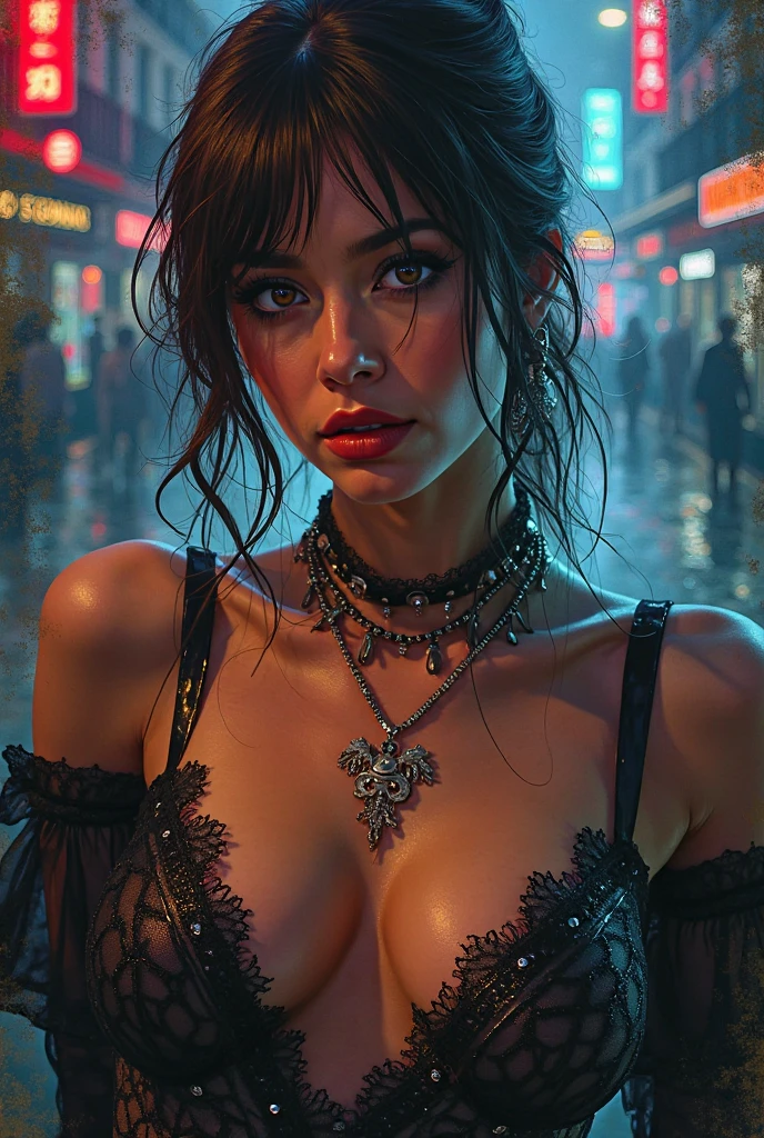 Tia is shown to have a fairly slender figure. She has white-grey hair , she has short hair and large pale green eyes,modelshoot style, (extremely detailed CG unity 8k wallpaper), full shot body photo of the most beautiful artwork in the world, stunningly beautiful photo realistic cute young lady in most modern outfit, big breast, professional majestic oil painting by Ed Blinkey, Atey Ghailan, Studio Ghibli, by Jeremy Mann, Greg Manchess, Antonio Moro, trending on ArtStation, trending on CGSociety, Intricate, High Detail, Sharp focus, dramatic, photorealistic painting art by midjourney and greg rutkowski, cleavage exposed, big breasts, superior quality, many details, Puri focus Sharp and realistic