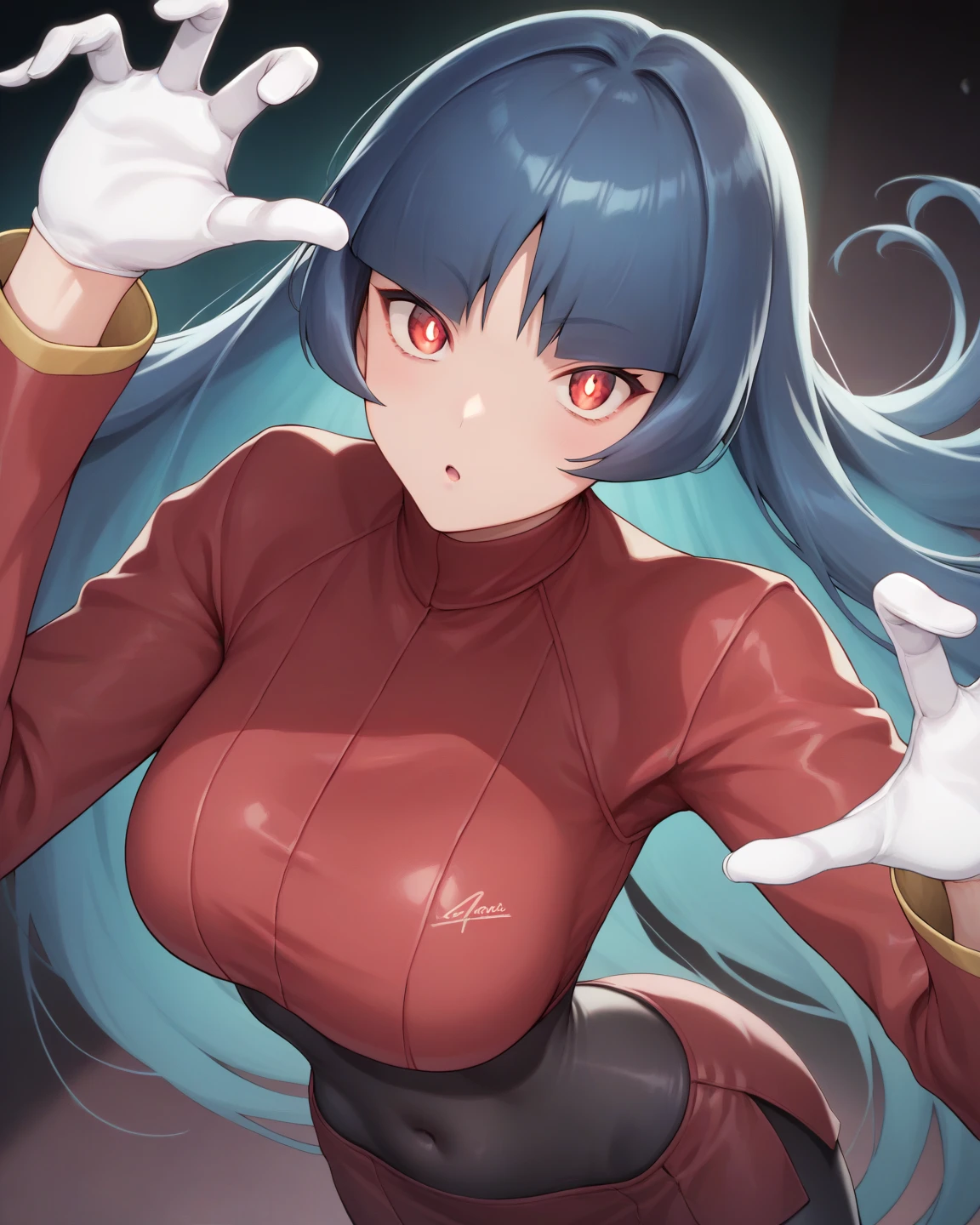 Mecha Two-dimensional girl red and black color scheme Tight