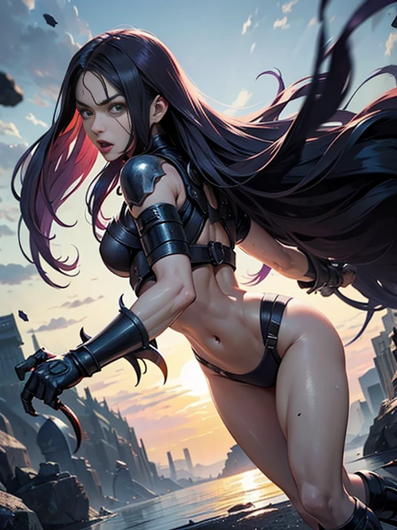Oni woman, black horns, sexy, transparent breast, transparent clothes, athletic, skinny, fit, red skin, bones, black eyes, eyeball tattoo, nordic tattoos, full body photo, artistic pose, very angry face, long fangs, silk, diamond face, demon tail, neo noir, tentacles on back, wings demon, dragon scales, , strong shadows, yellow light, blue flames, bloodborne, detailed face, open mouth, sparks, fibred muscles, spores, bald head, big legs, leopard coat, lion head cap, hands hair, gargolyes background, hell, jail, night, sturdy, detailed abs, dark nipples, bloody face, bloody fangs, bloody mouth, hurts, scars, shinying eyes, transparent underwear, war pose, spread legs, knee, white underwear, lether gloves, long claws, bloody claws, without pants, no underwear, wet underwear, slim breast, slim tanga, grab crystal daga, bdsm style, whipm long tongue, sneake tongue, tongue out, blood tears, transparent sexy underwear, showing pubic hair, perfect vaginal shape, (masterpiece), perfect, direct light, underlight, long nails, claws, trenzas, sharp, knife, mechas, injuries, bulge, crown, pendants, piercing, nipple piercing, purple hair, short hair, ground pose, sitting, detalied vagina, fiber muscles, strong jaw, vitiligo skin, golden sky, smal boobs, tiny boobs, tiny breast, 18 years old, ahegao, cat tail, cat ears, cat eyes, sneake tongue, sneake eyes, viperine, scowling, golden clothes, golden chains, golden details. small chest, samall tits
