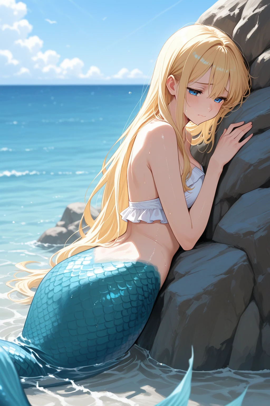 high quality,high resolution,1 pretty girl,long hair,bikini,Summer Sea,Cleavage,Poses that accentuate the chest