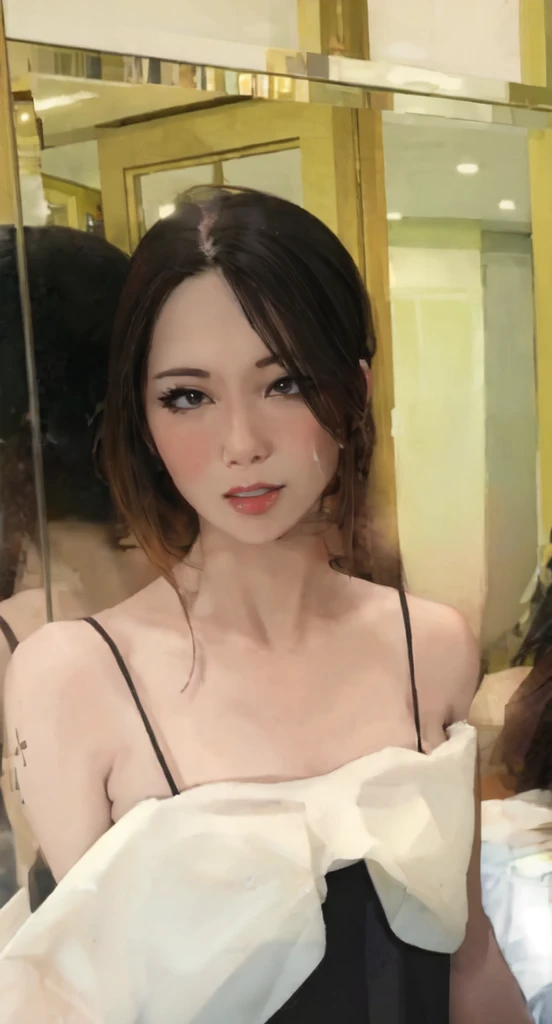 there is a woman that is smiling and wearing a black and white dress, anna nikonova aka newmilky, 19-year-old girl, portrait sophie mudd, anastasia ovchinnikova, black hair and large eyes, viktoria gavrilenko, angelina stroganova, julia gorokhova, ekaterina