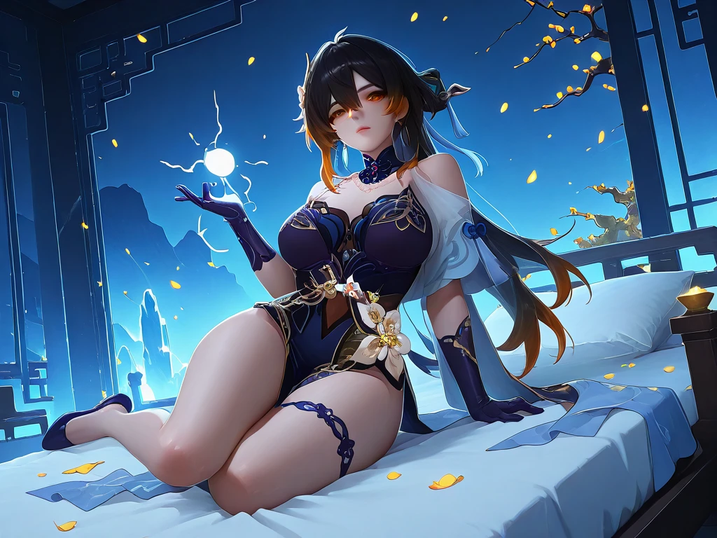 teens girl，Cat demon，(Cat ears),(Beautiful feet), (Beautiful fingers)，long whitr hair,glowing light eyes，glowing hairs, (Ultra-detailed hand close-up), ((Detailed close-up of the face)), (Light silk), (Glazed tulle），(Subtle warm light), (Extremely colorful), Movie special effects, Lazy，bloods，Freehand masterpiece, （full bodyesbian），ultra - detailed, Epic composition, high qulity, HighestQuali, 4K