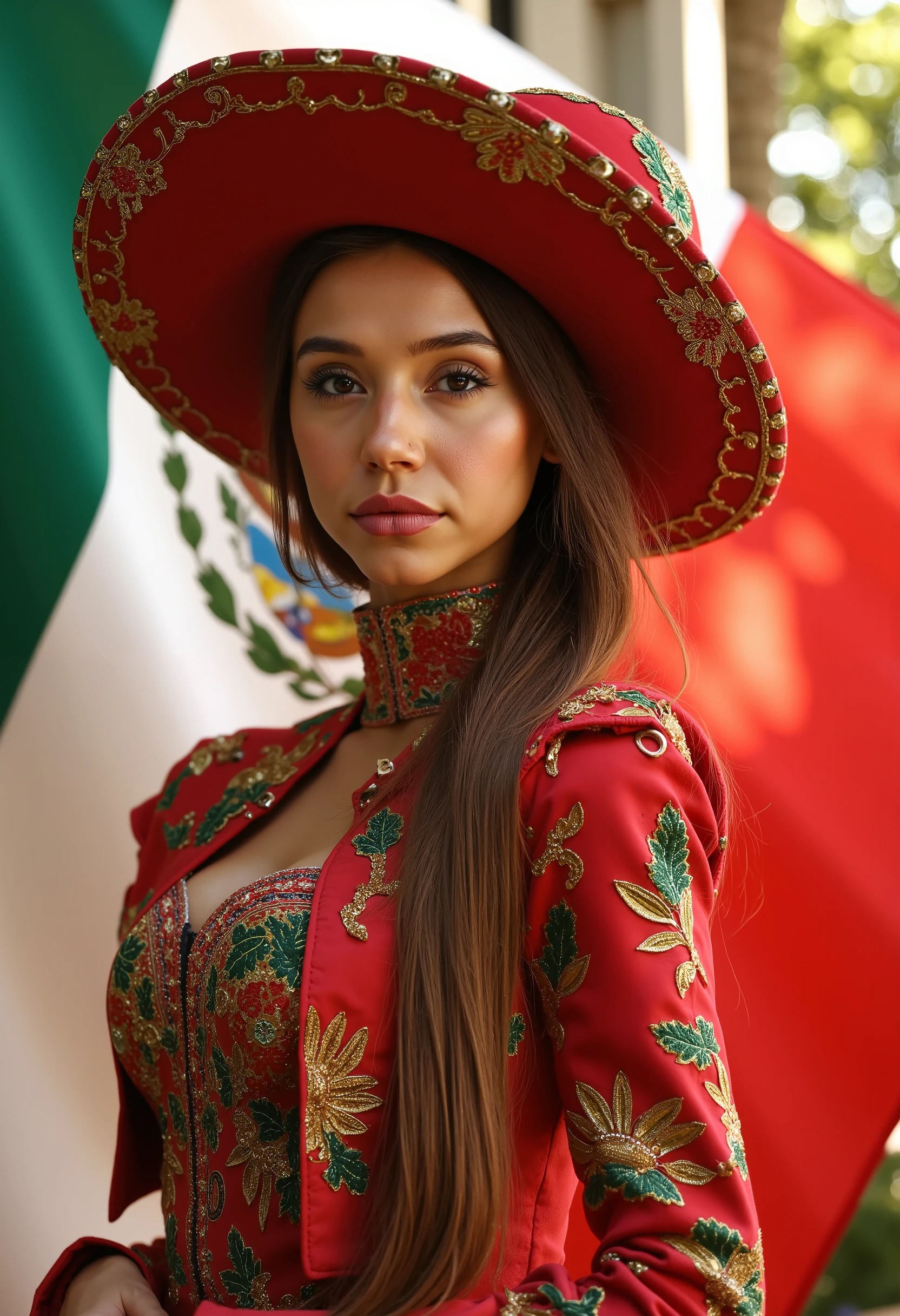 Miss Charro with Mexican flag September 15th