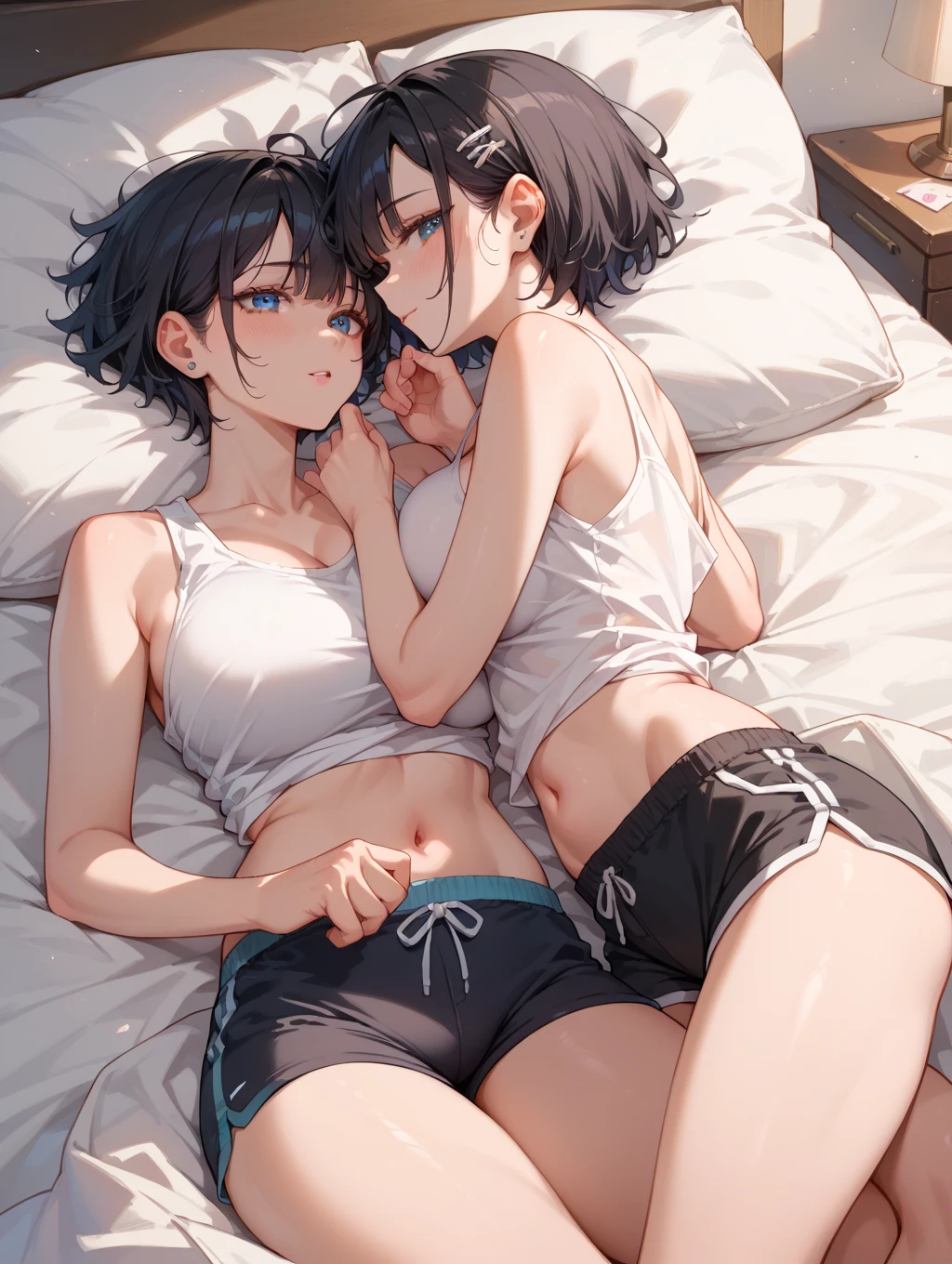 nsfw((,lying in bed),,((1boy and 1girl, vaginale, sex from behind))、Highest quality、Very delicate and beautiful、I、((10 years old ))、Japanese Girl、Primary school students、((Very short bangs))、((Bangs))、Light-colored hair、Brown Hair、Short Bob、Cute face、Cute like an idol、Yellow Eyes、Are thin、Slim figure、Bright room、Sweat、Pink Bra、Pink Panties、Accentuate your butt、Showing off your ass、Shooting from the side、Embarrassed face、Red face、