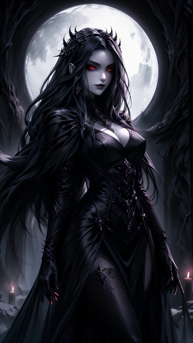 (best quality,4k,8k,highres,masterpiece:1.2),ultra-detailed,(realistic,photorealistic,photo-realistic:1.37),demon raven,gothic,dark,ominous presence,feathers flowing in the wind,blood-red eyes,sharp claws,glistening black feathers,ancient symbols,haunting atmosphere,misty moonlit night,ruined gothic architecture,mysterious shadows,tangled barren trees,ominous moon,menacing aura,whispering darkness,moonlight piercing through the clouds,cryptic symbols,subtle glow,ethereal beauty,the silence of the night,ominous moonlight,echoes of the past,hauntingly beautiful,forbidding secrets,menacing silhouette,sinister energy,ominous whispers,dark realm,void of light,majestic yet menacing presence,ominous presence,dark magic,hauntingly elegant,black feathers shimmering in the moonlight,ancient prophecy enfolding,ominous wings embracing the darkness,enchanted night.