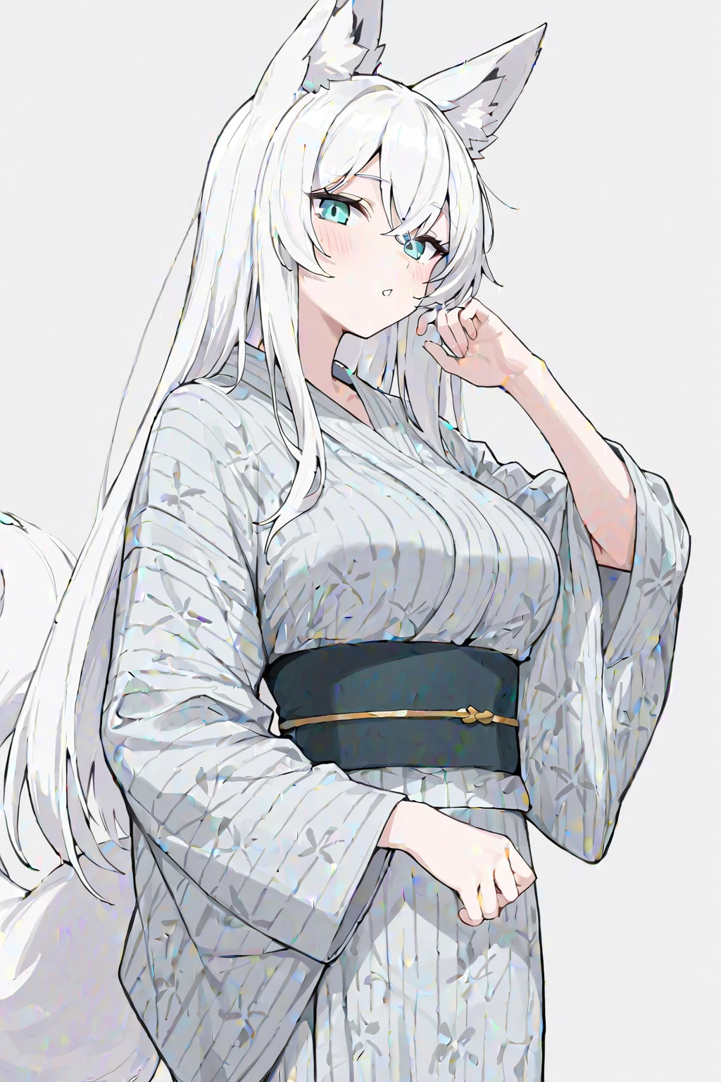 (best quality, masterpiece), 1 girl, centaur, It takes, White skin, kimono, check the belly button, belly button t-shirt, 아름다운 소녀 perfect wolf photo, perfect wolf photo