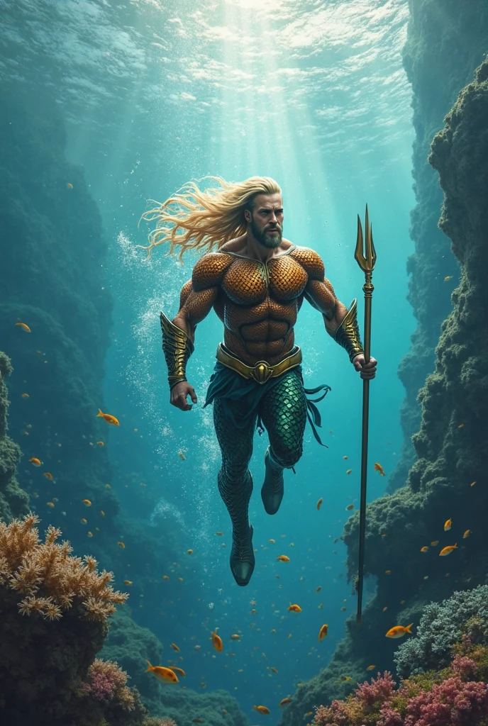 a detailed white marble statue of aquaman, incredibly realistic and photorealistic, 8k resolution, hyper realistic, highly detailed, extremely sharp focus, intricate details, studio lighting, perfect anatomy, muscular physique, noble and heroic pose, ocean background, crashing waves, seashells, kelp, detailed facial features, piercing eyes, defined jaw, beautiful skin texture, veins and muscles, water droplets, dramatic lighting, cinematic composition