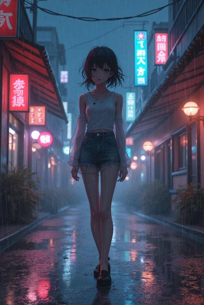 mix4, (8k, RAW photo, best quality, masterpiece:1.2), (realistic, photo-realistic:1.37), 1girl, cute, cityscape, night, rain, wet, professional lighting, photon mapping, radiosity, physically-based rendering, full body, thighhighs, legs together, breasts, peeing,