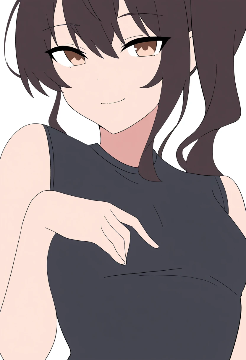 (Obra maestra, mejor calidad:1.2), 1 chica, solo,de pie_Dividir,
Yuuki Mikan, pelo largo,negro sleeveless tank top,falda rosa,negro desnuda