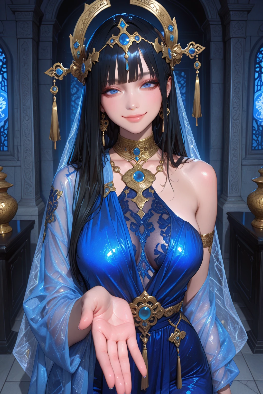 Mantra, ultramarine blue, bust, splendor