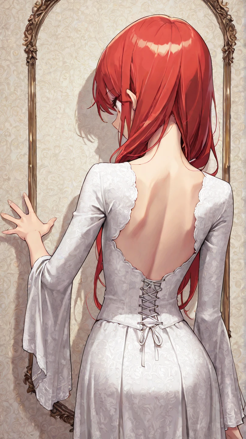 score_9, score_8_up, score_7_up, score_6_up, score_5_up, score_4_up, BREAK
<lora:TytoAlba_Style_PonyXL_v1_resized.safetensor:1> , 1girl, sexy, slender build, long straight hair, arched back, long straight hair, flat, hair, Excessive tiered lace gown with cascading layers and intricate beadwork, small breasts