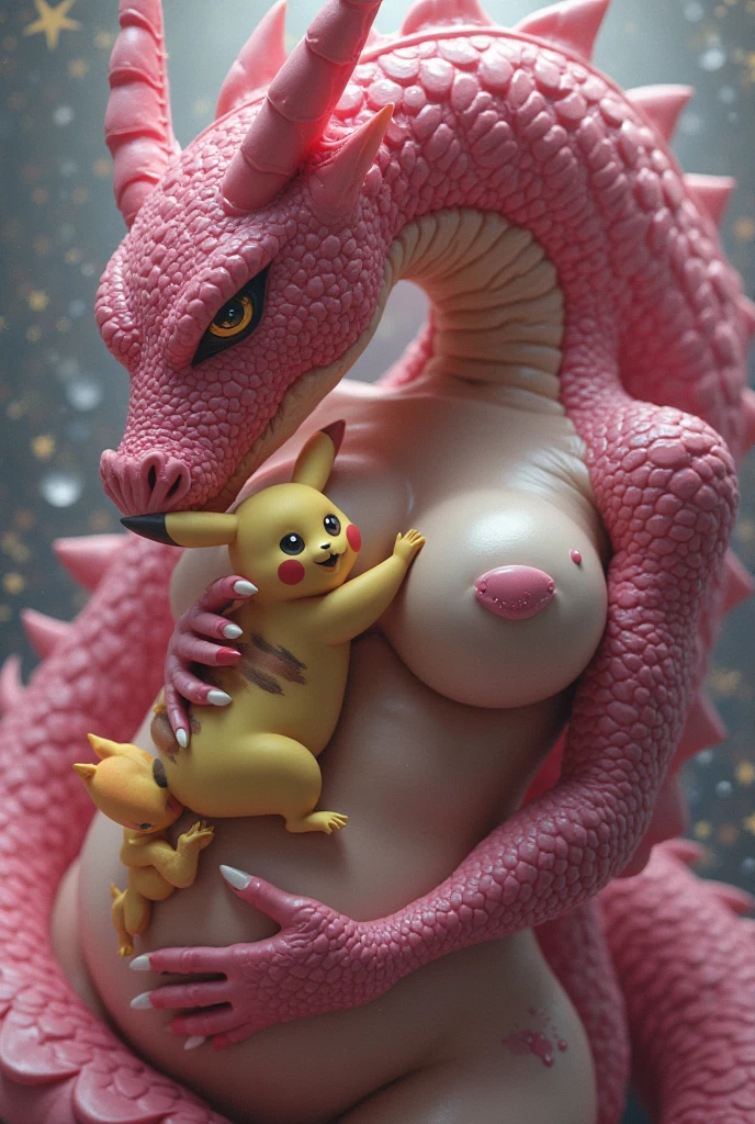 \((female Dragonite:1.5\)), ((snooze skin:1.5)), (scalie:1.5), (Anthro:1.5), solo, (adult:1.5), \((Pokemon:1.5\)), (curvy body female, voluptuous:1.5), (ultra big breast:1.5), (big ass:1.5), high tall, wing, ((nude, naked:1.6)), (erect nipple:1.5), claw, standing, tail, ((holding breast pose:1.5)), ((sexual expression:1.5)), looking here, (hyper detailed face:1.5), ((simple black background:1.5)), \(8K, best quality, master piece, Hyper realistic, Digital art, Photorealistic, photograph, absurd res, upload to e621, hyper detailed, high resolution, \(artwork\):1.5), sfw:1.8\)), \((by kohei horikoshi, by evov1, by LAM, by skygrace, by reptilligator, by bebebebebe, by taran fiddler:1.8\)), \((3d, Unreal Engine, CG 5:1.8\)), ((zoom in head to thigh:1.5)), (body front, turn this way:1.2), ((three quarter portrait1.5)), cowboy shot angle,