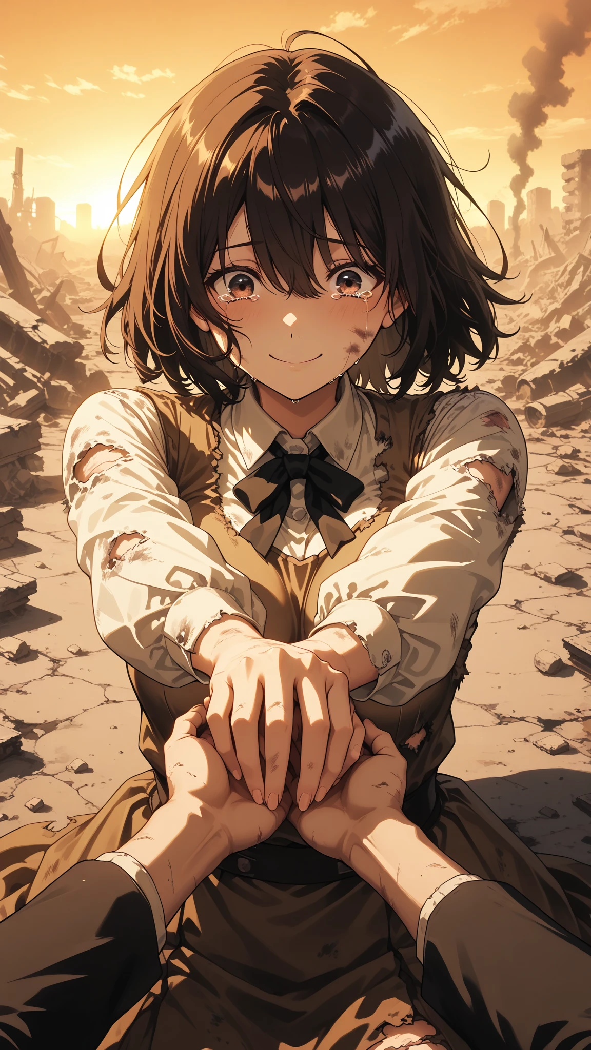 (masterpiece:1.3),(best quality:1.3),1girl, solo, angel, wings, halo, brown hair, closed eyes, angel wings, short hair, bare shoulders, feathers, feathered wings, dress, messy hair