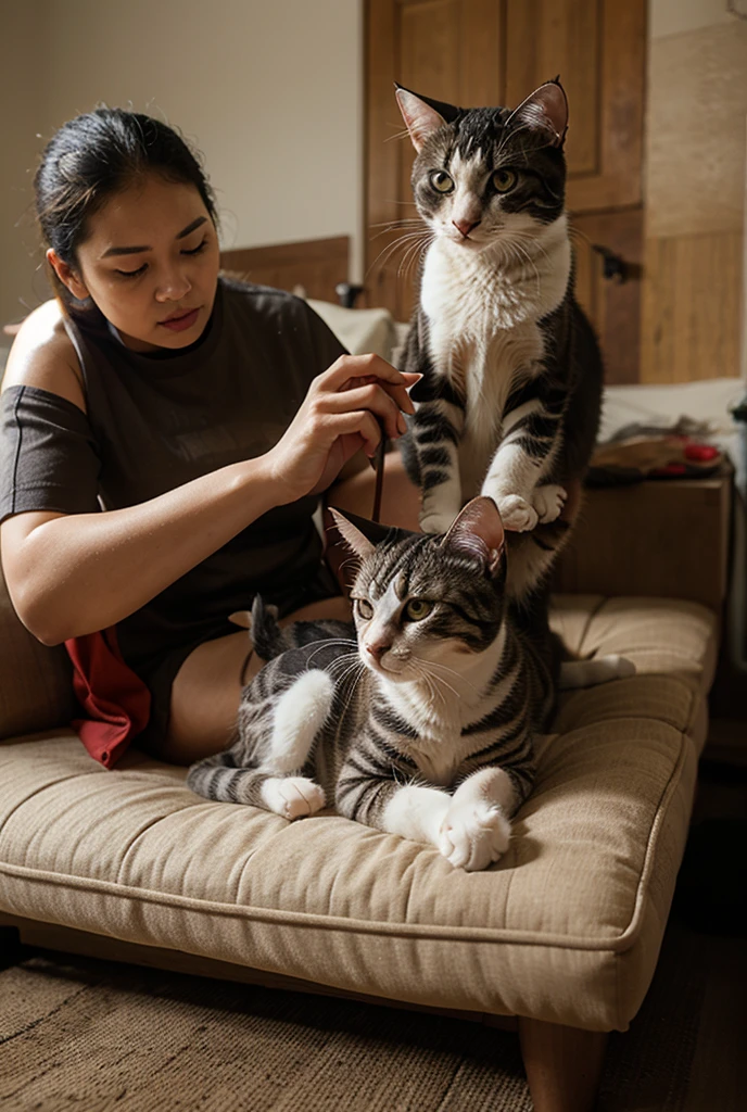 A dog petting a cat 