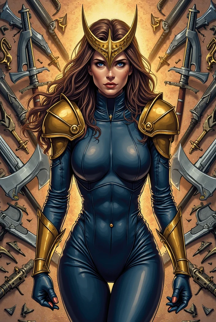 Masterfully detailed extremely realistic digital art of beautiful caucasian woman, hip level shot, slender woman posing, flirty look, fair skin, beautiful face, triangle face, dark blue eyes, eyelashes, makeup, pointed chin, nose, wide lips, light eyebrown, long honey blonde hair, large breasts, skindentation, moles, glossy skin, fantasy assassin armor, black with purple trim, pants, bracers, creoles earrings, background medieval tavern at night, shadows