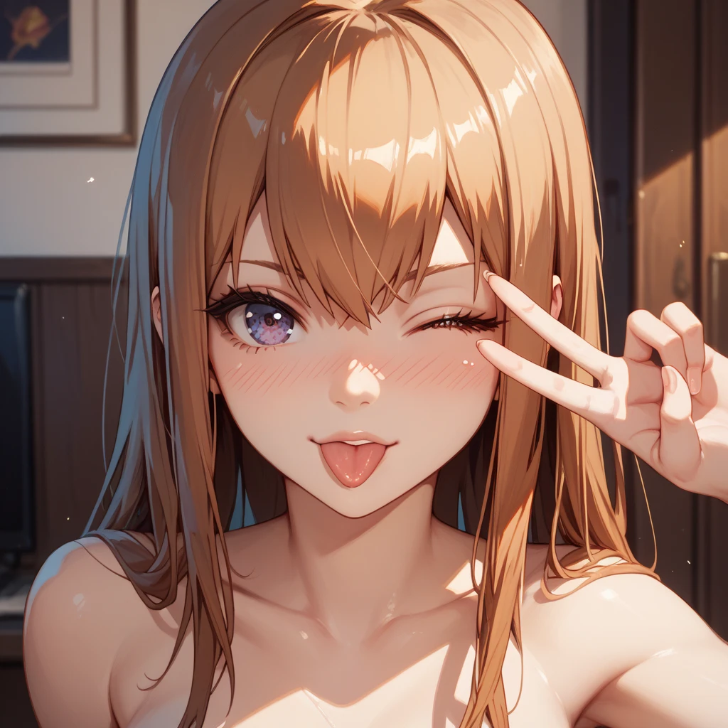 obra-prima, Melhor qualidade, 1 menina, noite, cabelo longo, Show Viewers, :3, bonito, flesh-colored bikini(topless), ao ar livre, piscina noturna, curvilinear, ((olhos azuis)))), rias gremorly, cabelo vermelho, cabelo antena, cabelo ondulado, ((belos olhos detalhados, belo brilho detalhado)), selfie, embarrassing, blush, (???????)