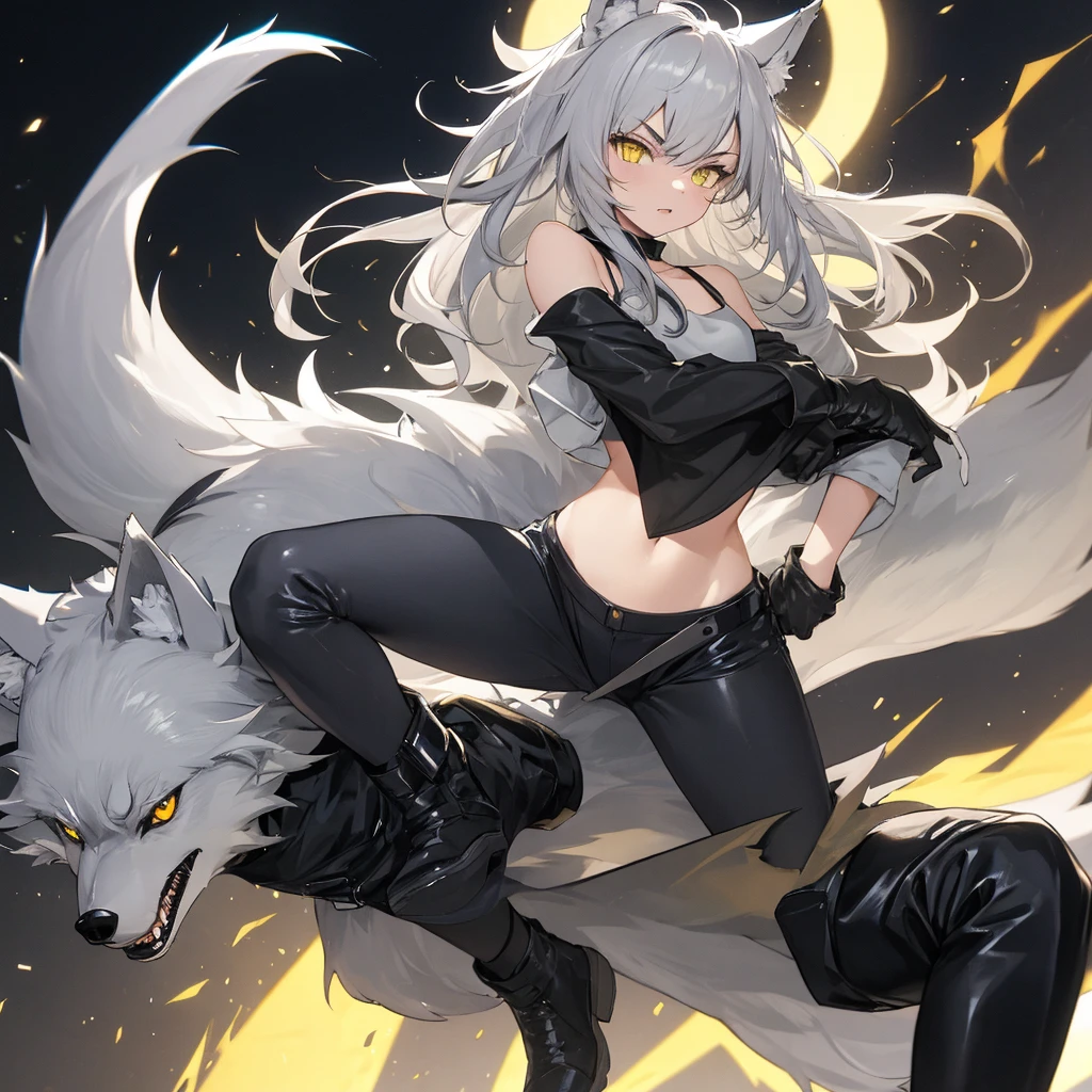 Dragon girl x kitsune, black body furry antro