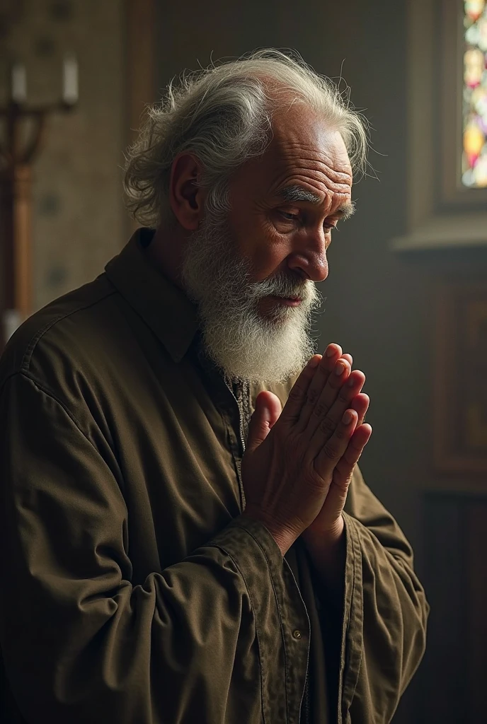Old man praying to god