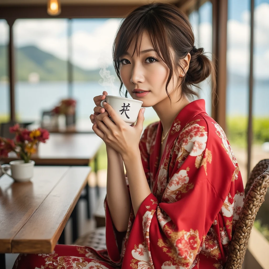 A Japanese woman in one、Beautiful costume with a full body dress ...
