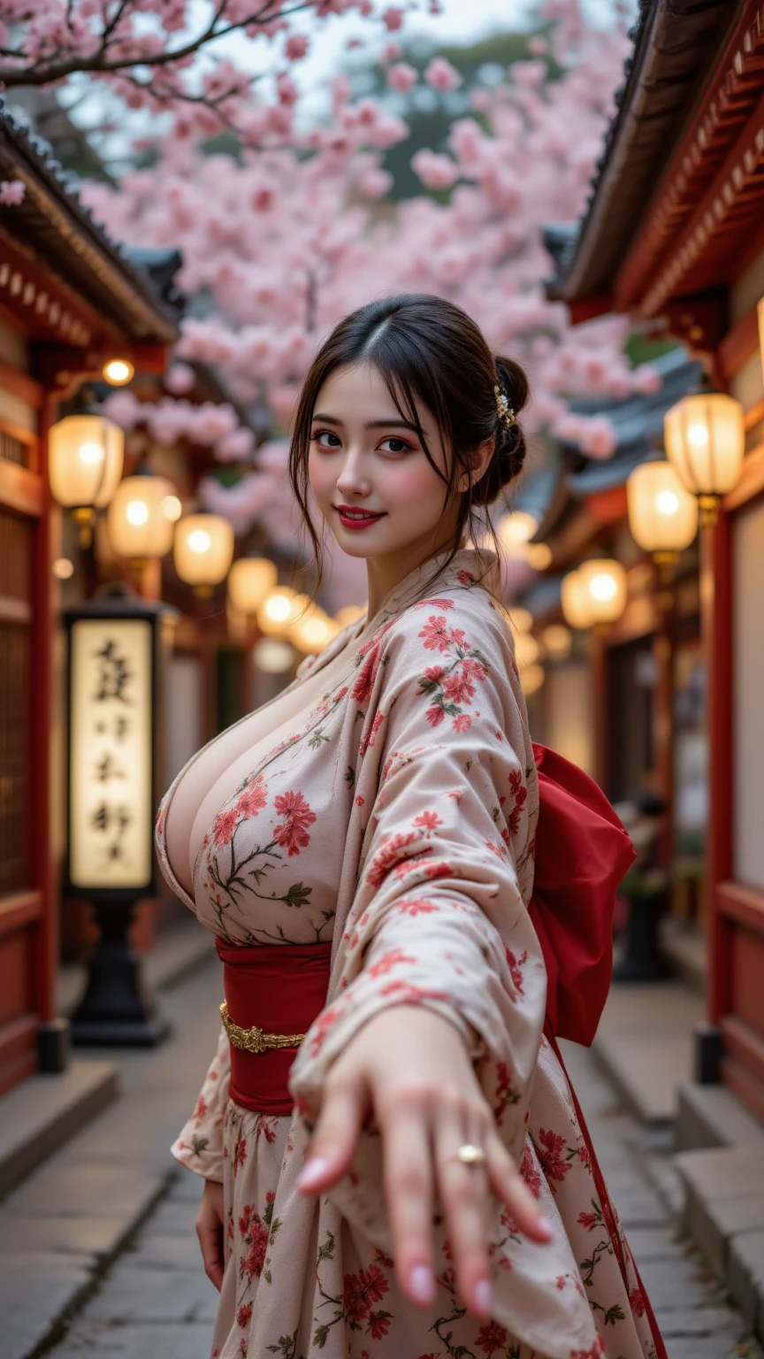 Best quality, masterpiece, meticulous detail, (photorealistic:2), high res, 8k raw photo, a hot beautiful busty woman wearing pajamas at the bustling alley, big breast, big hips, long leg, sexy, blushing face, embarrassed, naughty