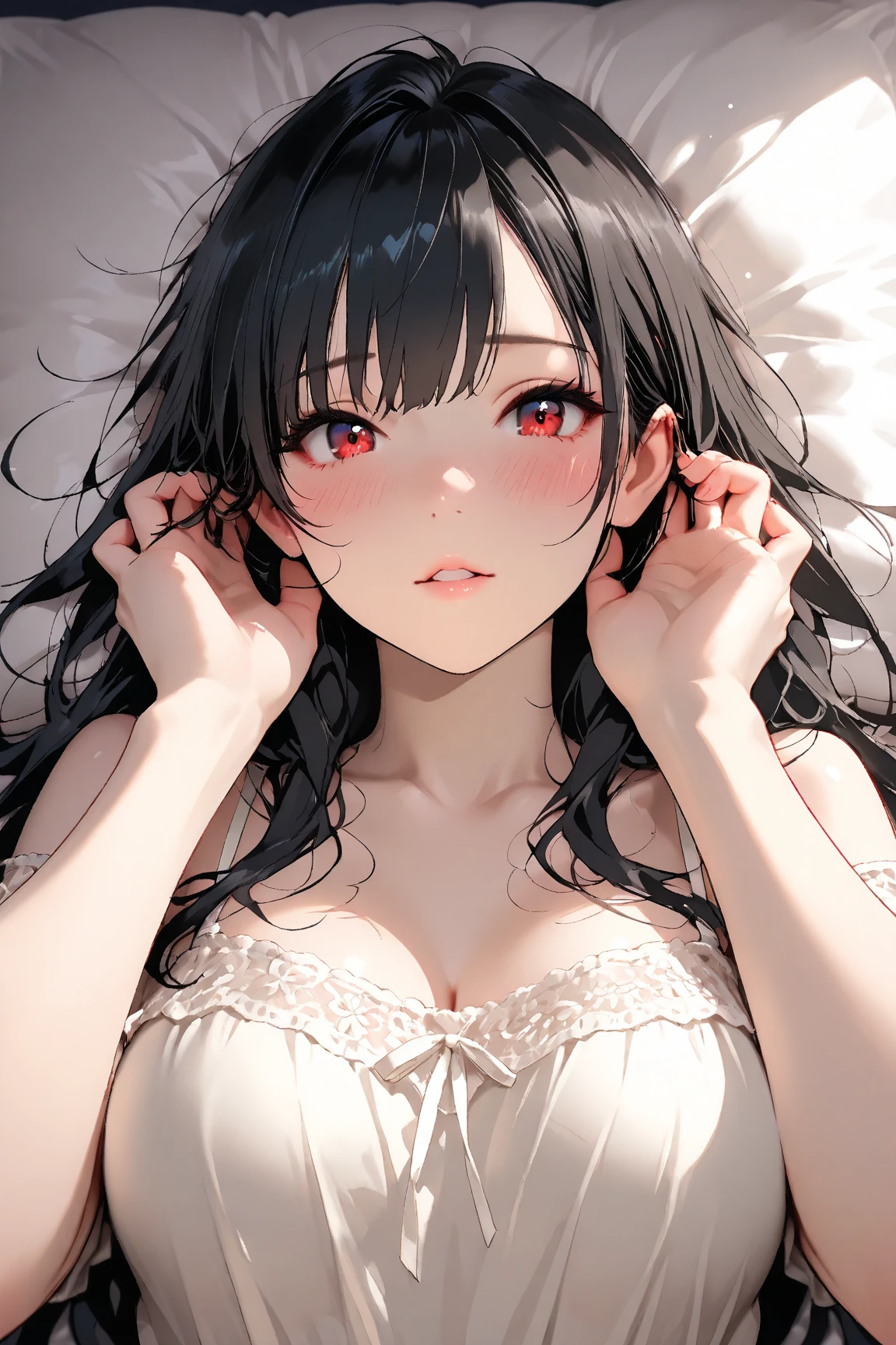 (Tabletop:1.0), (highest quality:1.4), (High resolution:1.2), From the side,Sharp contours, boyish, highest quality, masterpiece,Glasses,Voice of the Heart,yandere,Browsing Caution,On the bed,nude,facial,Excessive ,Chest to chest,Lying face down,Upper Body,Ecstasy,saliva,blush,Squint your eyes,Heterochromia iridis,