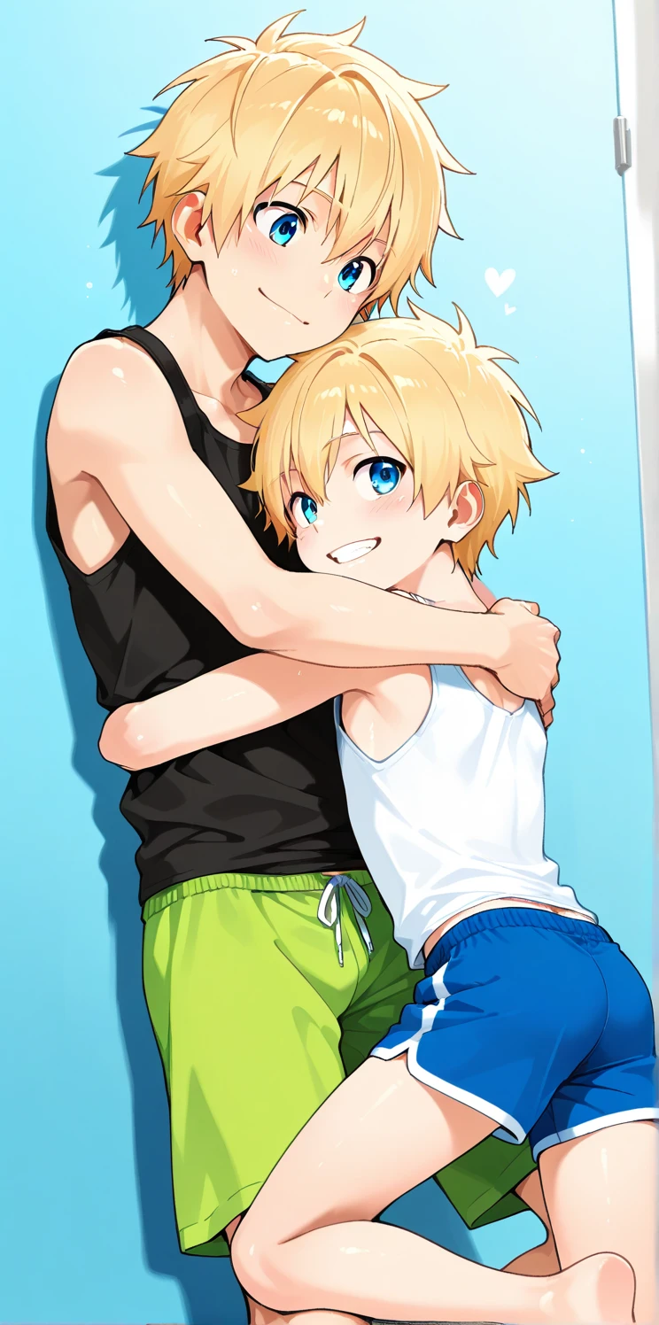A Boy with Merman Themed Clothes, Blonde Hair & Blue Eyes