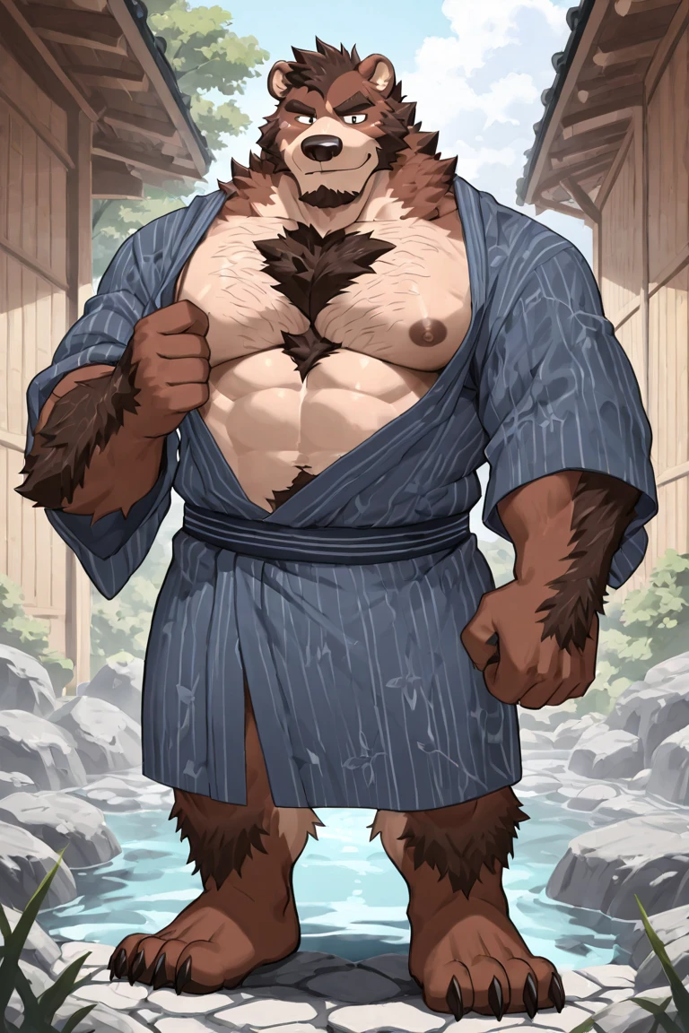 Fat male tapir, full sleeve colorful tattoos on both arms, torso completely covered in colorful tattoos, naked, sauna