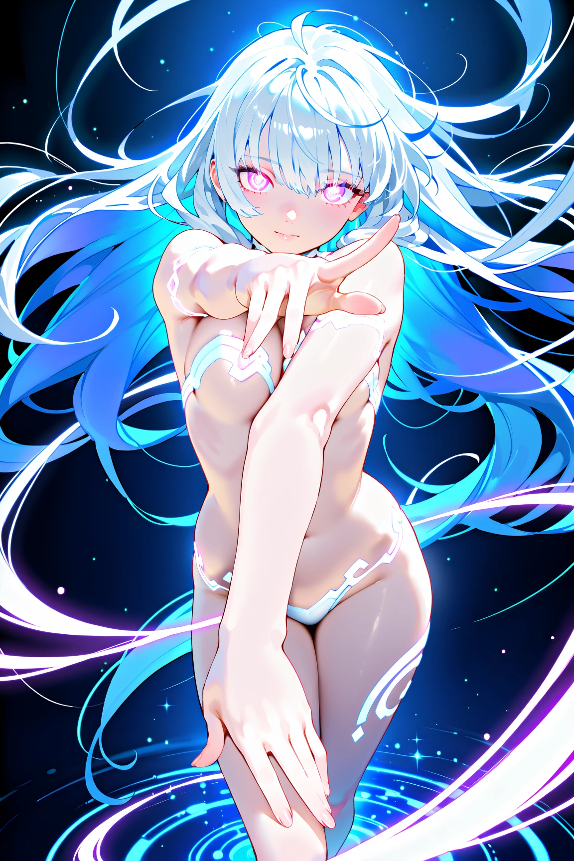 1female child, solo, girl, undergoing sensual rapid growth magical changing, flying, transformation scene, ((transformed luminous body, luminous nude, glowing nude)),